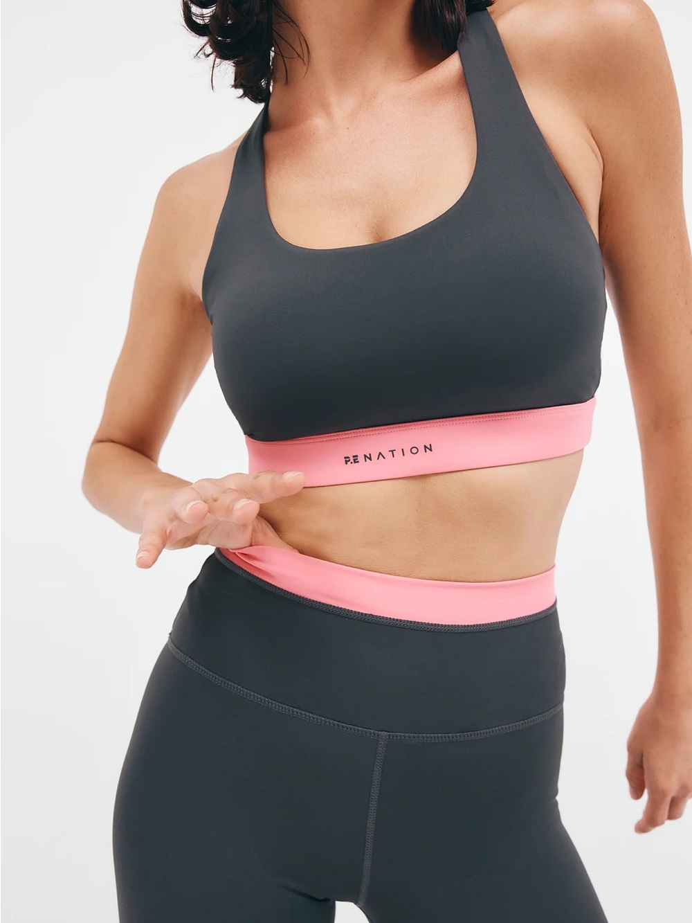 P.E NATION NWT Redefine asphalt & Pink Sports bra and legging SET